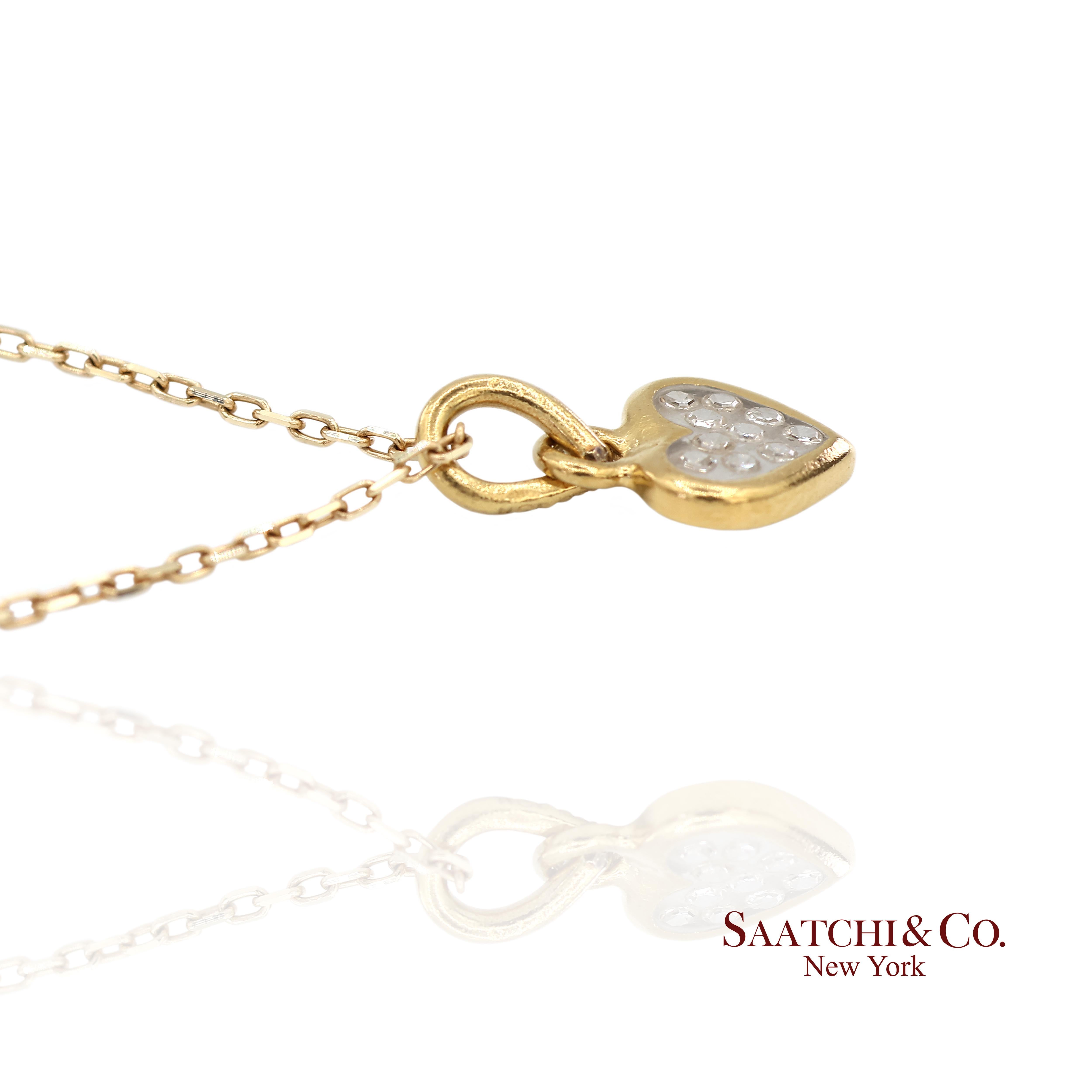 18K Naturdiamant-Anhänger in Herzform mit 14K Gelbgoldkette (Einfacher Schliff)