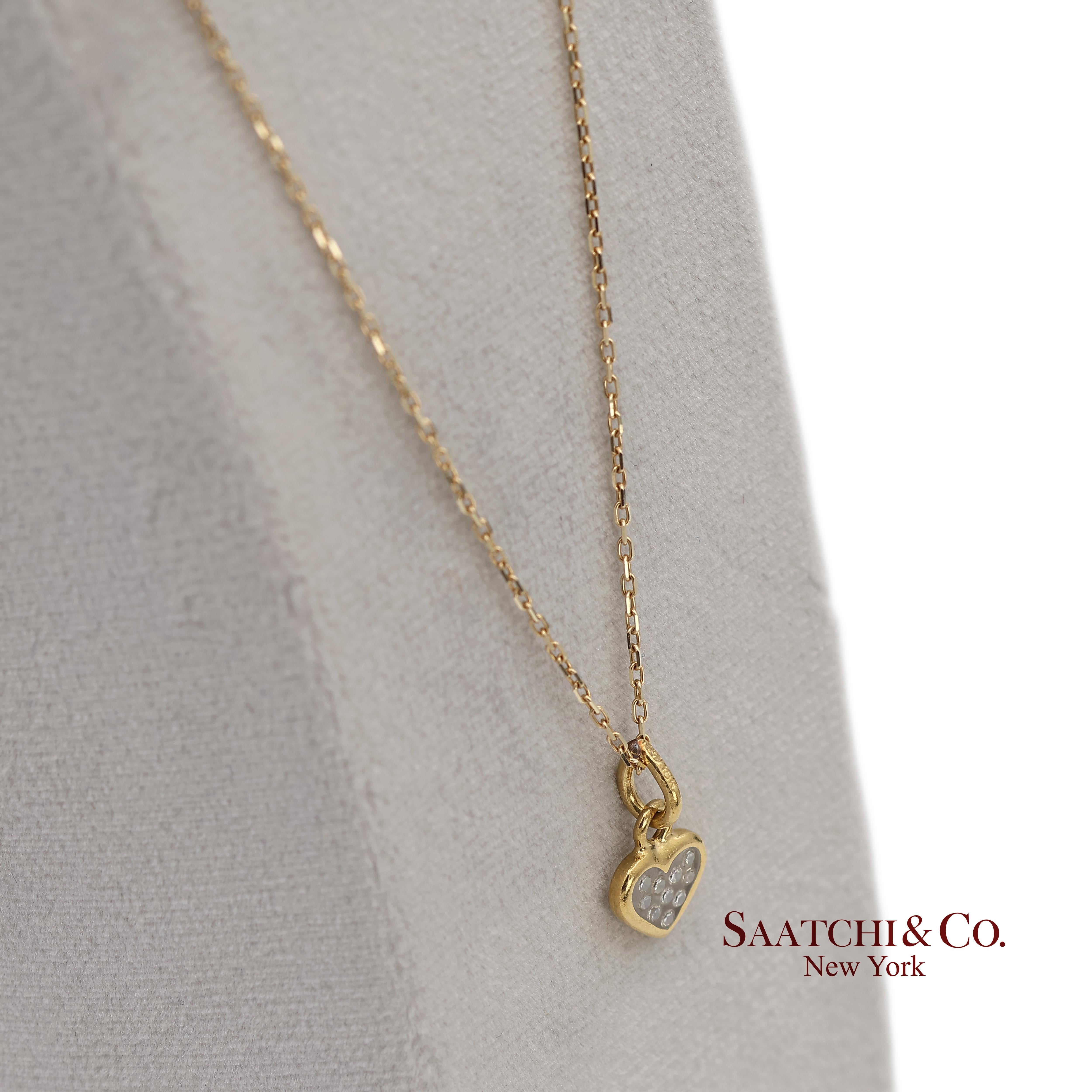 18K Naturdiamant-Anhänger in Herzform mit 14K Gelbgoldkette 3
