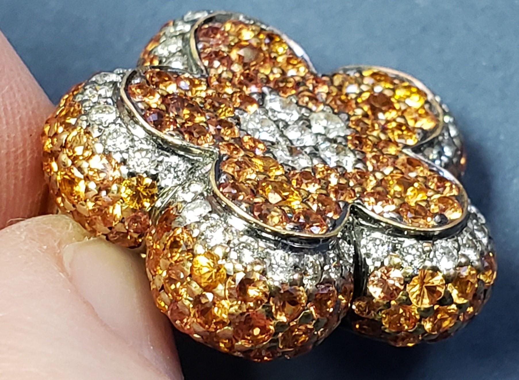 18K Natural Diamond & sapphire flower earrings 25x25MM For Sale 2