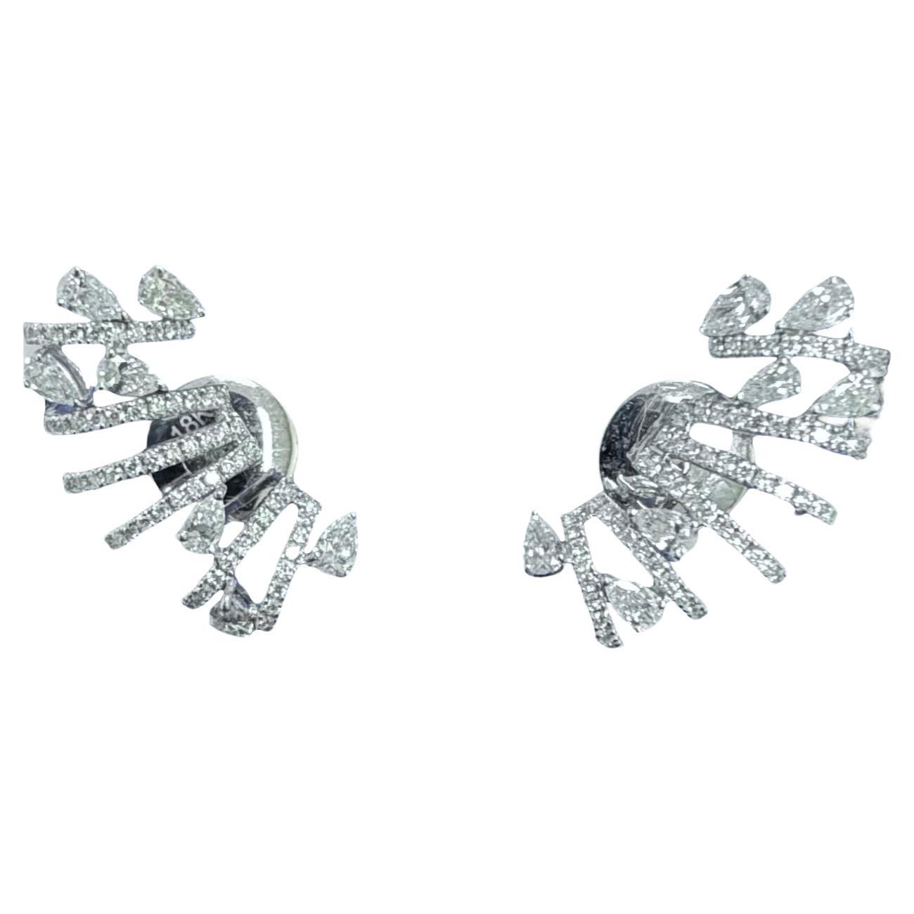 18K Natural Diamond Cuff  Ear Studs (2.02ct F VVS) by Arnav For Sale