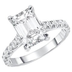 18k Natural Emerald Diamond Engagement Ring 