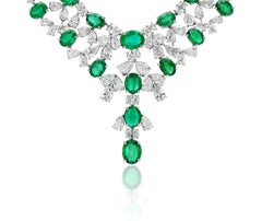 18K Necklace with Emeralds and Diamonds