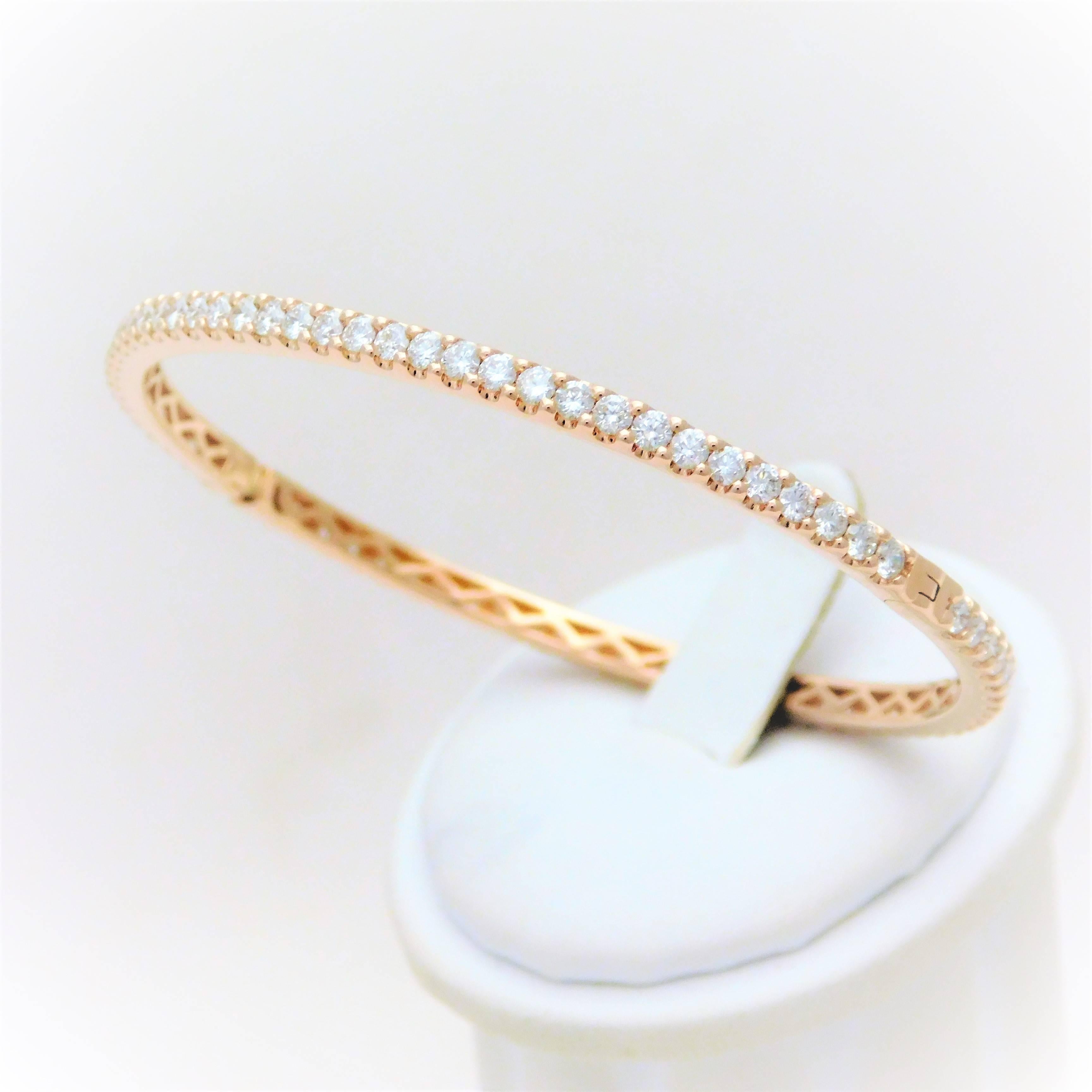 Women's 18 Karat Odelia 3.40 Carat Diamond Eternity Bangle Bracelet For Sale