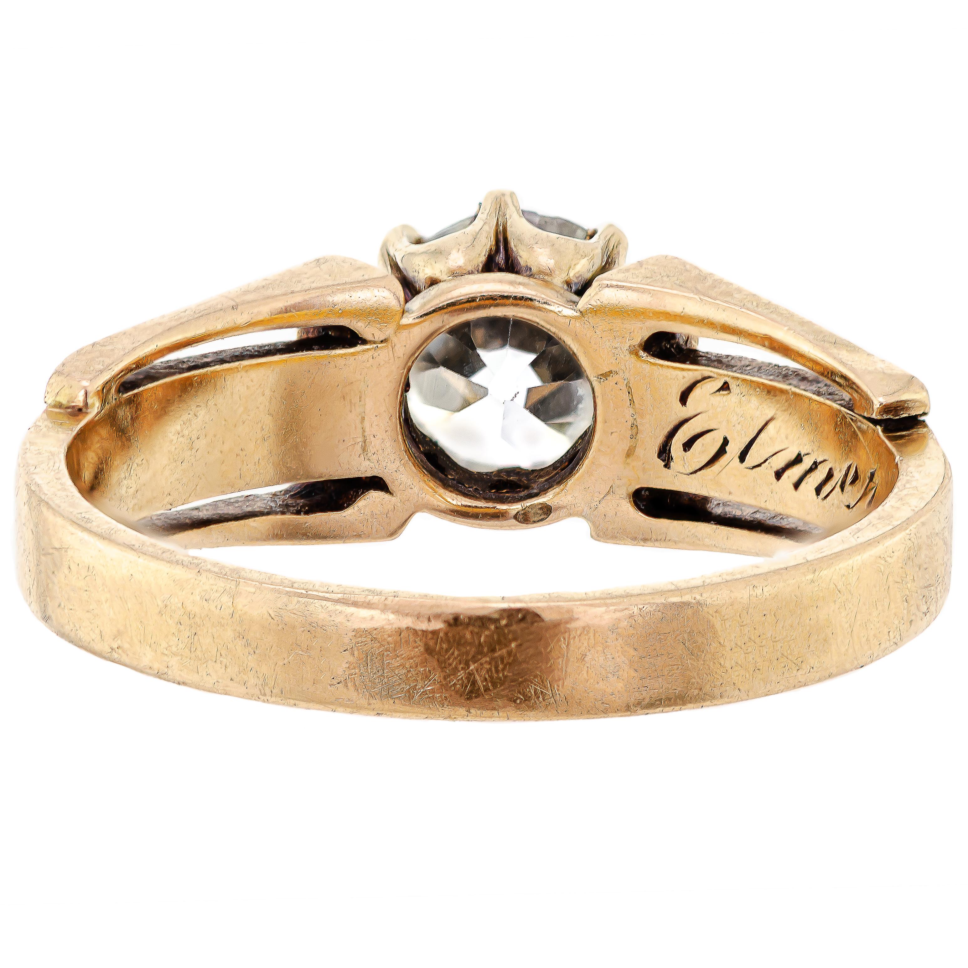 18K Old European Cut Diamant & Gelbgold Ring (Viktorianisch) im Angebot