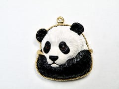 18K Onyx and Cocolong Panda Pendant with Sapphire Bail