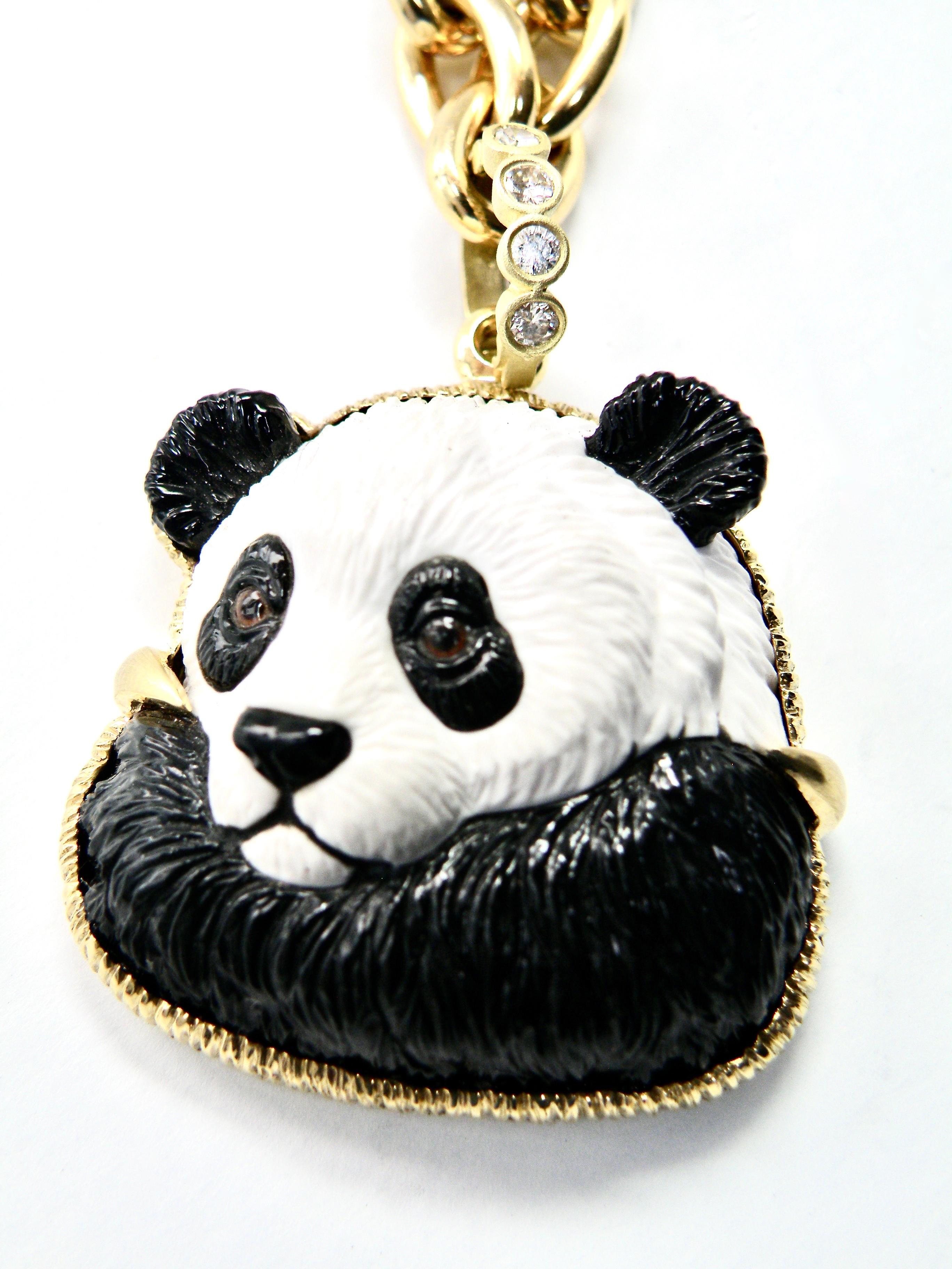 panda with gold chain