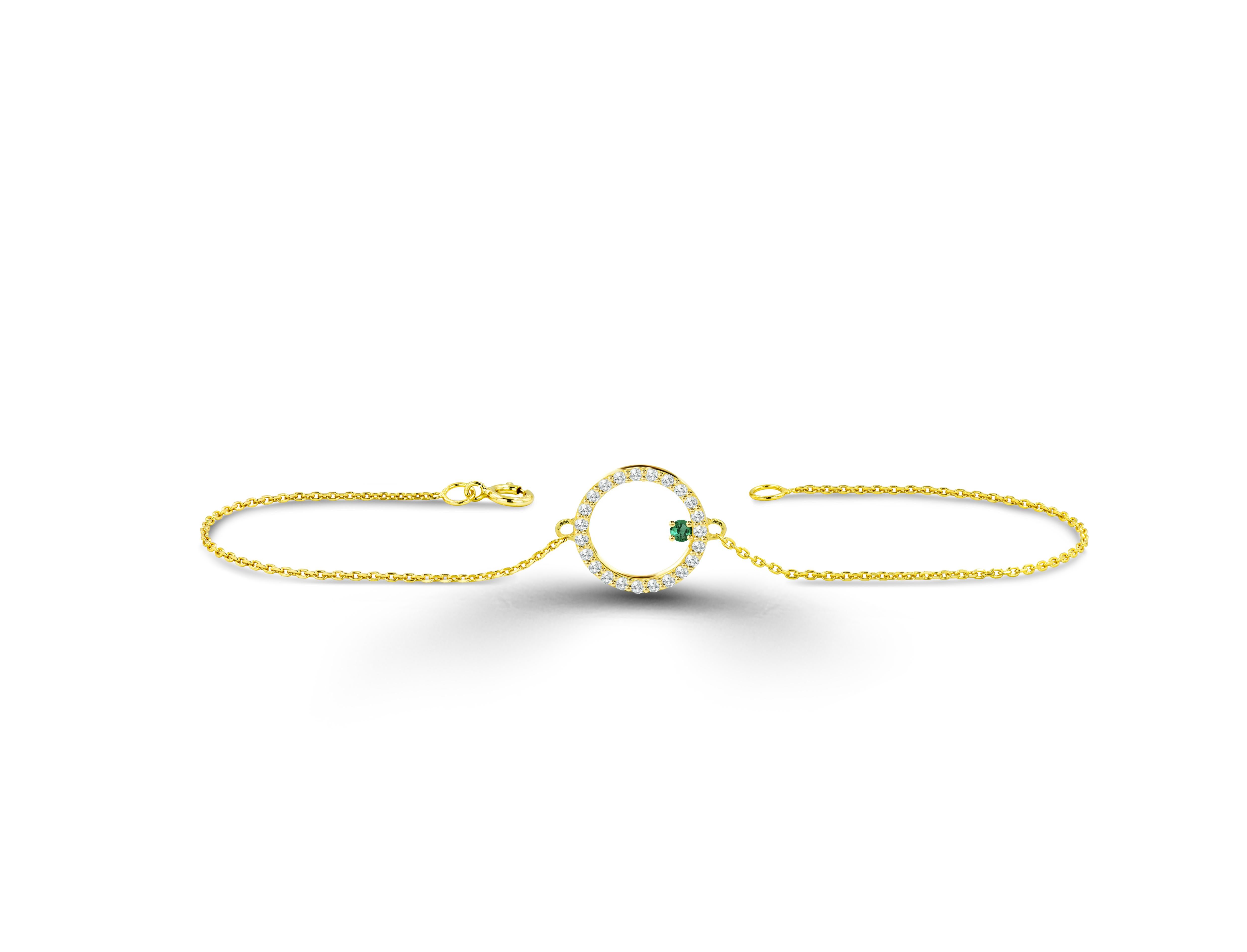 Bracciale con diamanti a cerchio aperto in oro 18K con diamante solitario Bracciale minimalista in vendita 1
