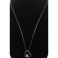 18k Open Heart 0.21ct Diamond Solitaire pendant. 14k 20in thin necklace. Bezel