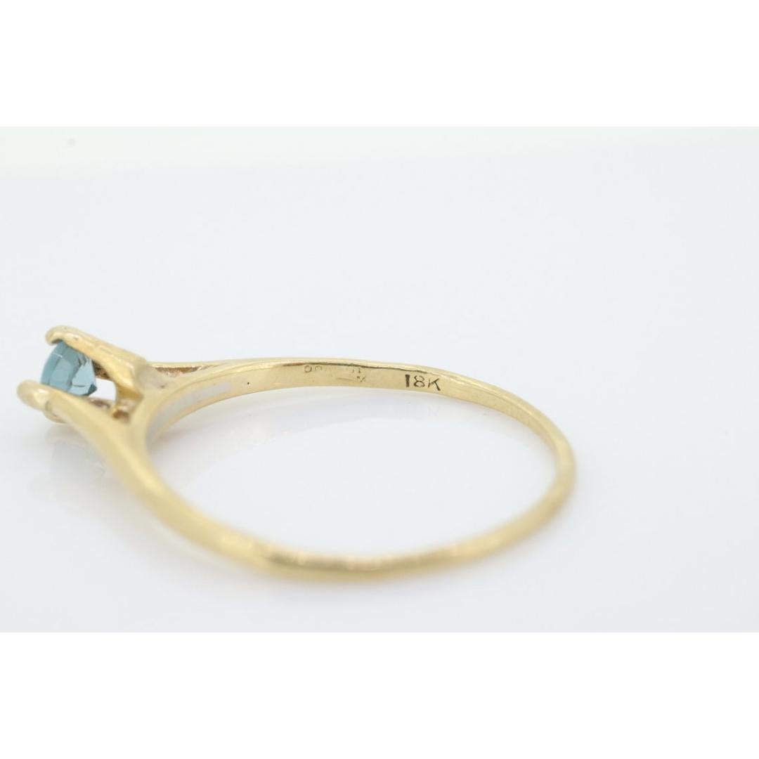 Round Cut 18k Orange Blossom Ring. Light Blue Topaz Solitaire Claw Set. Antique ORANGE For Sale