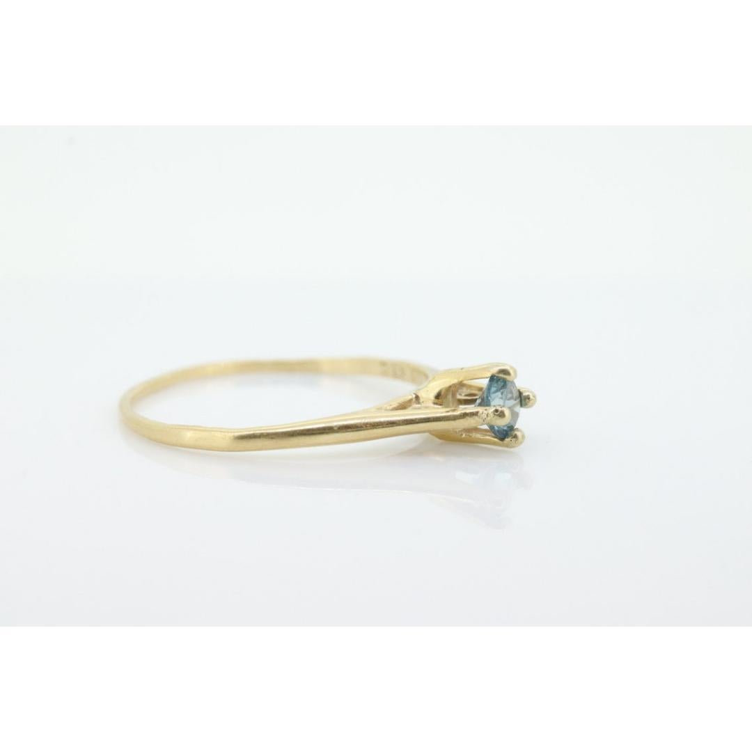 18k Orange Blossom Ring. Light Blue Topaz Solitaire Claw Set. Antique ORANGE For Sale 2