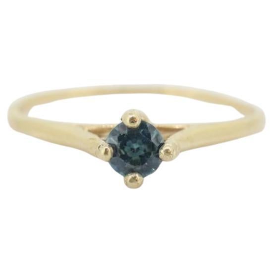 18k Orange Blossom Ring. Light Blue Topaz Solitaire Claw Set. Antique ORANGE