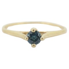 Anillo Orange Blossom de 18 quilates. Juego de garras con solitario de topacio azul claro. Antiguo NARANJA