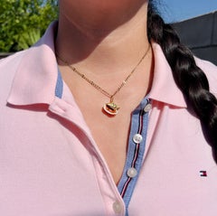 18K Yellow Gold Orange Enamel Conch Shell Charm Pendant, Vintage