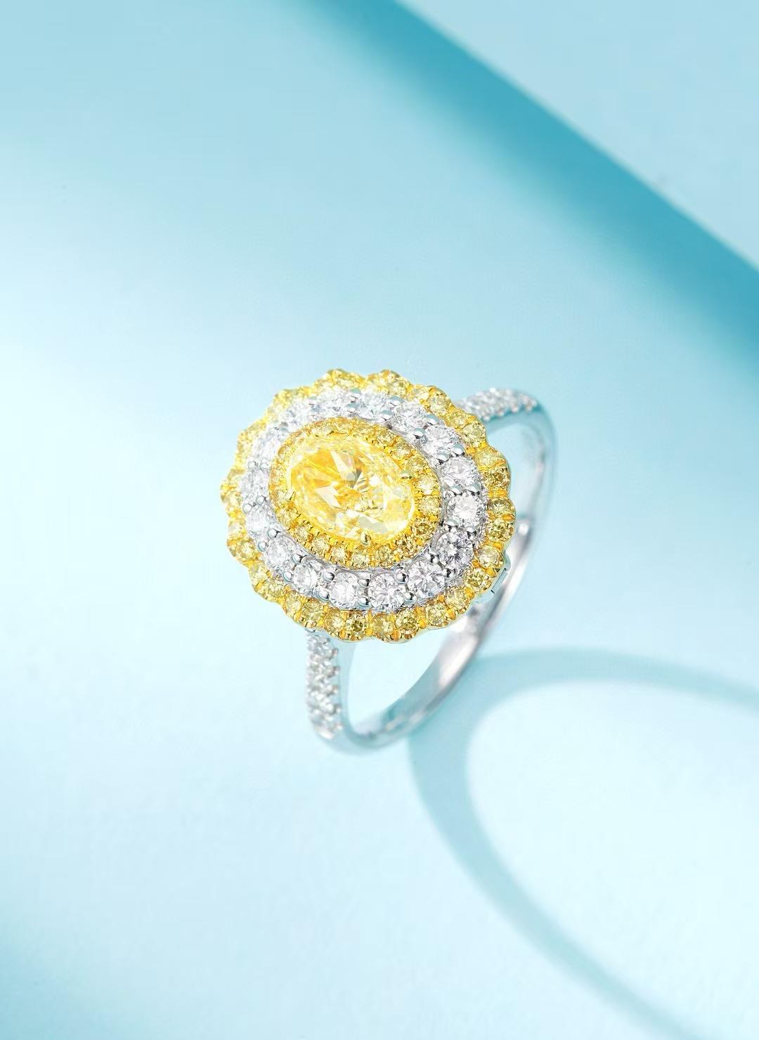 Modern GIA Certified 1 Carat Vivid Yellow Diamond Double Halo Ring/Pendant For Sale