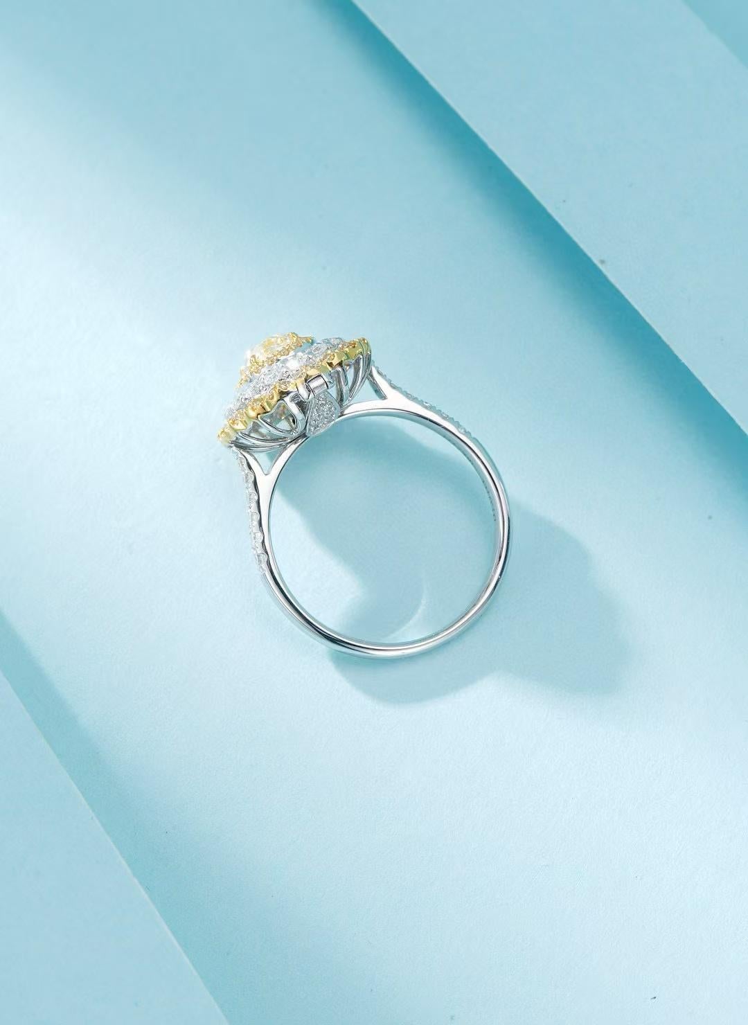 GIA Certified 1 Carat Vivid Yellow Diamond Double Halo Ring/Pendant In New Condition For Sale In Kowloon, HK