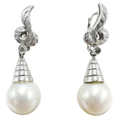 18k/PALLADIUM Mélange personnalisé Hand Made perles de culture d'eau salée et diamants naturels