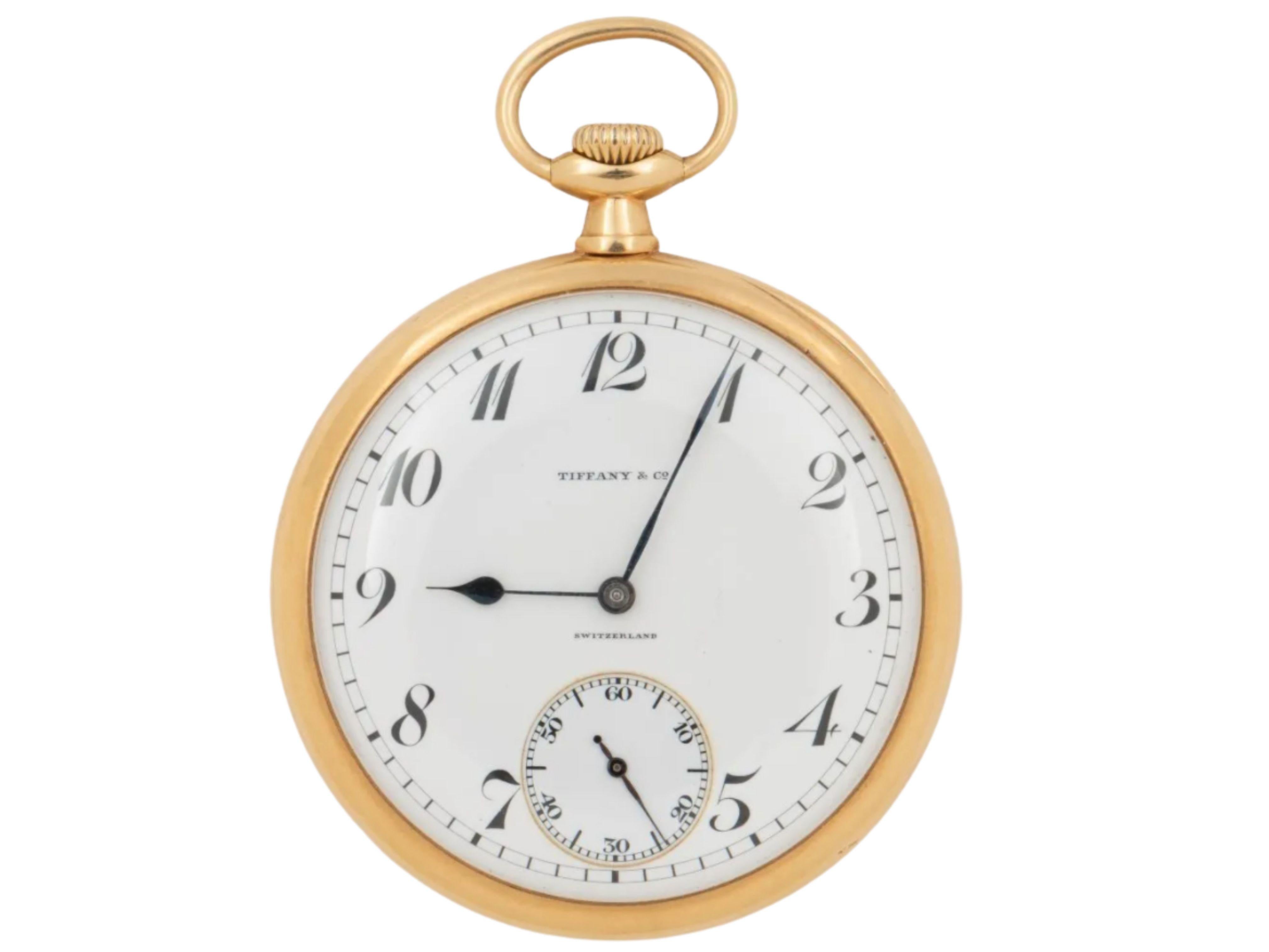 Patek Phillipe & Co, Switzerland open face 18 jewels pocket watch. Retailed by Tiffany & Co.

Dust cover monogrammed 