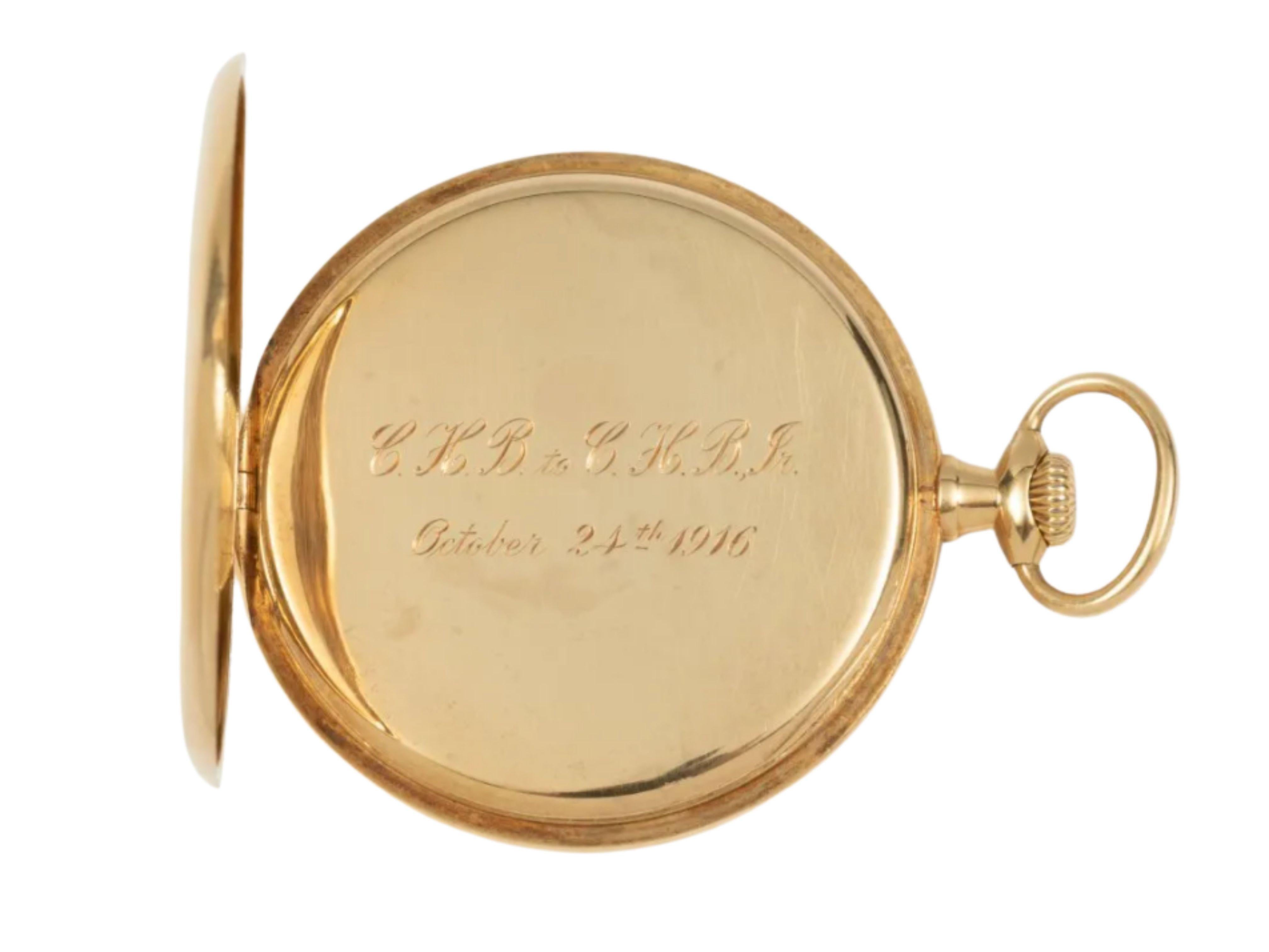 Art Nouveau 18K Patek Philippe for Tiffany & Co. Pocket Watch with 18k Gold Chain