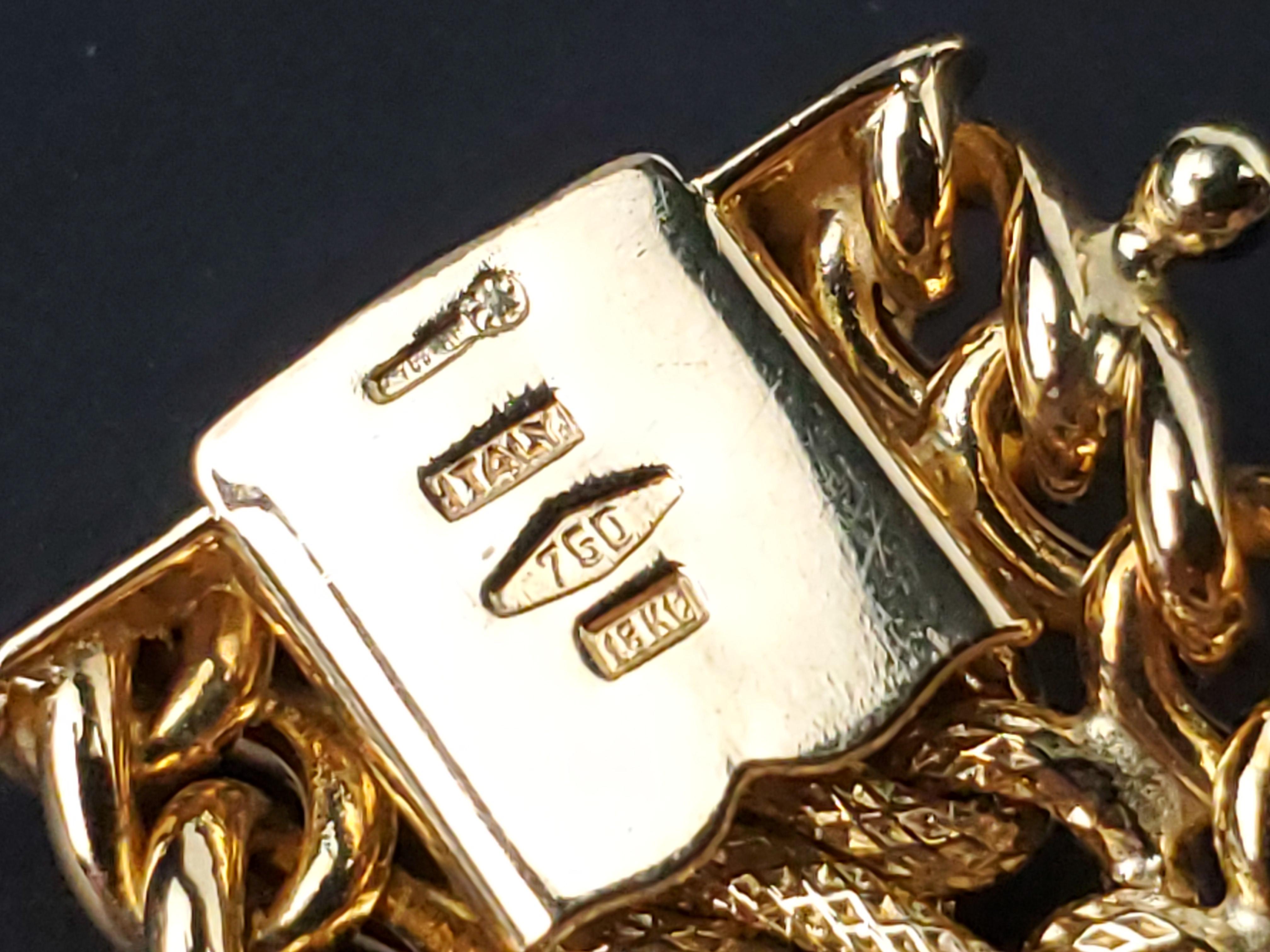 18 Karat gemustertes Gliederarmband aus Kette, Italien 1