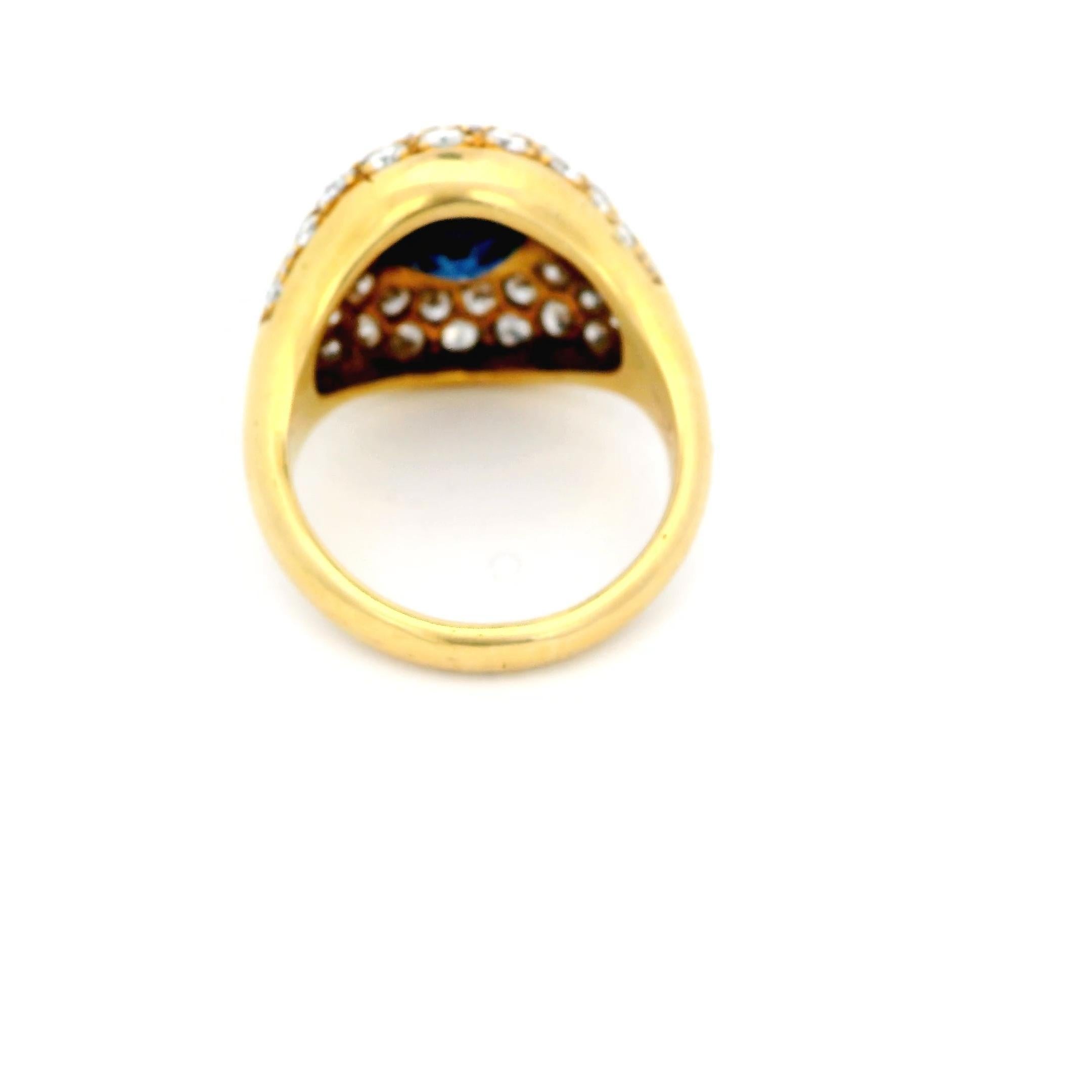 18 Karat Paul Flato Ring mit blauem Saphir und Diamant im Zustand „Hervorragend“ in Great Neck Plaza, NY