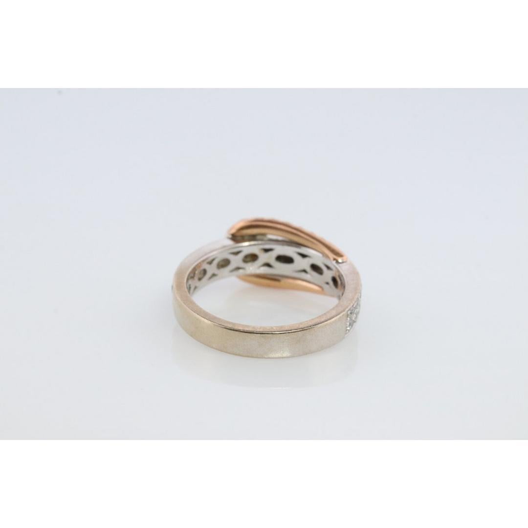 18k Pave Diamond Buckle Ring. SIMON G 18k diamond buckle ring. 18k White Rose In Good Condition For Sale In Port Charlotte, FL