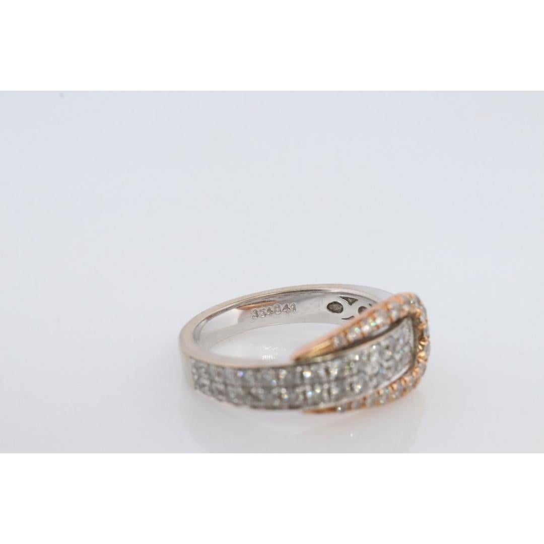 18k Pave Diamond Buckle Ring. SIMON G 18k diamond buckle ring. 18k White Rose For Sale 1