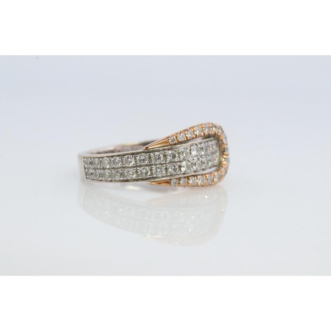 18k Pave Diamond Buckle Ring. SIMON G 18k diamond buckle ring. 18k White Rose For Sale 2