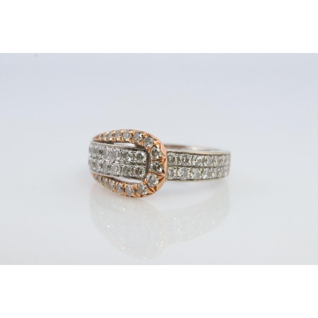 18k Pave Diamond Buckle Ring. SIMON G 18k diamond buckle ring. 18k White Rose For Sale 3