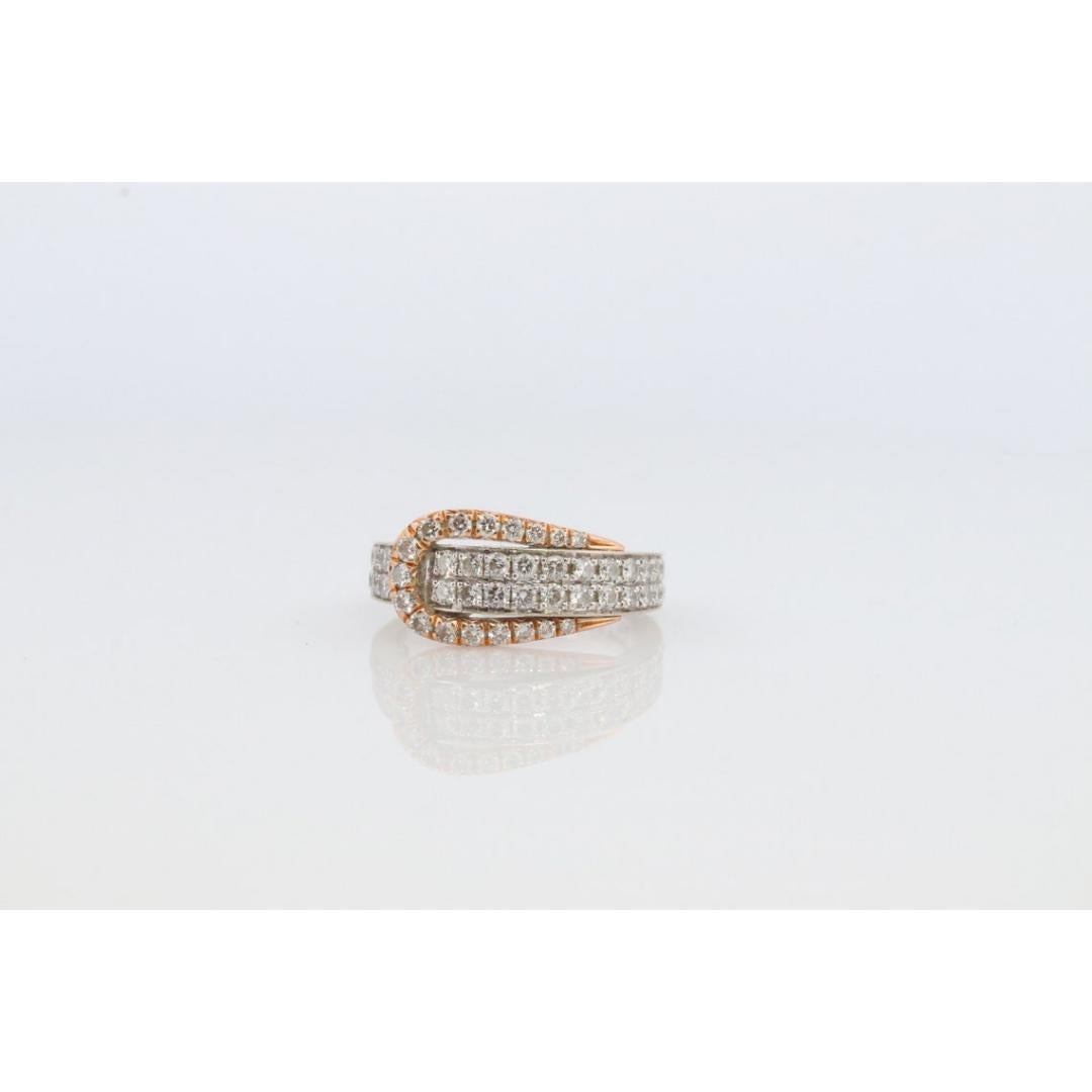 18k Pave Diamond Buckle Ring. SIMON G 18k diamond buckle ring. 18k White Rose For Sale 4