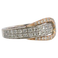 18k Pave Diamond Buckle Ring. SIMON G 18k diamond buckle ring. 18k White Rose