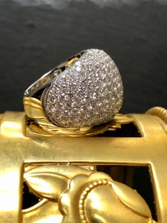 Estate 18K Pave Diamond Dome Cocktail Ring 7.50cttw G Vs Sz 7