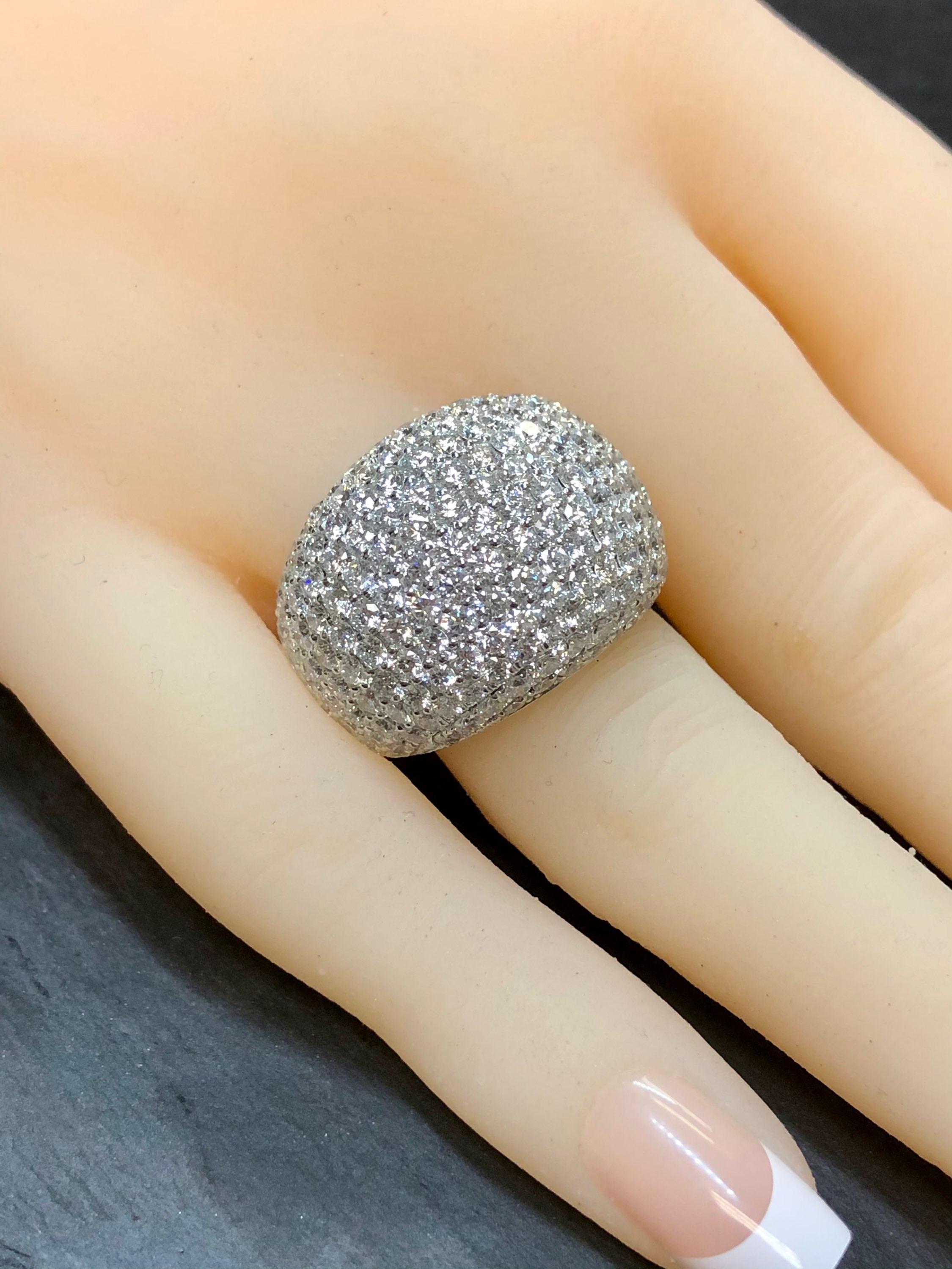 Estate 18K Pave Diamond Dome Cocktail Ring 7.50cttw G Vs Sz 7 In Excellent Condition For Sale In Winter Springs, FL