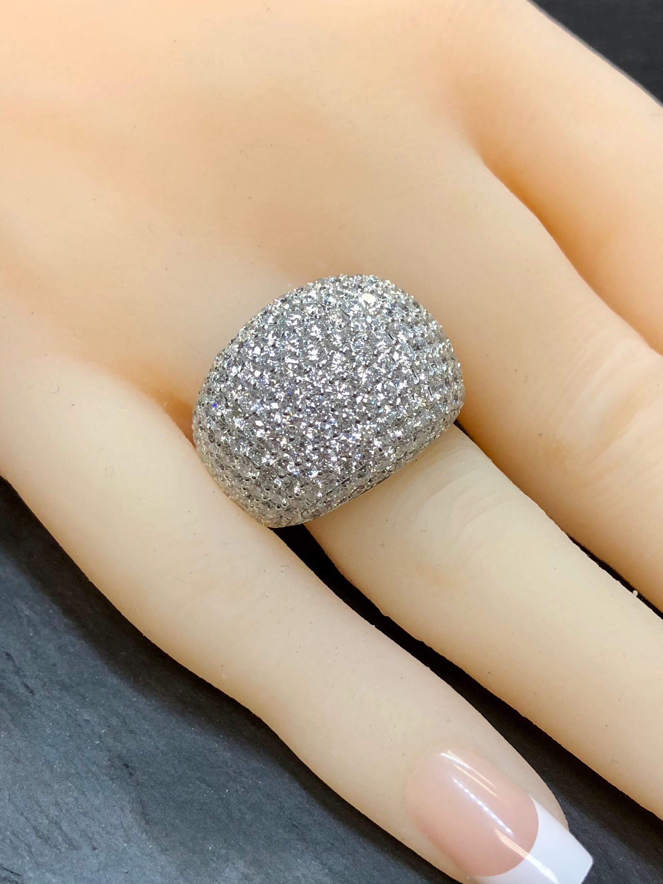 Estate 18K Pave Diamond Dome Cocktail Ring 7.50cttw G Vs Sz 7 Excellent état - En vente à Winter Springs, FL