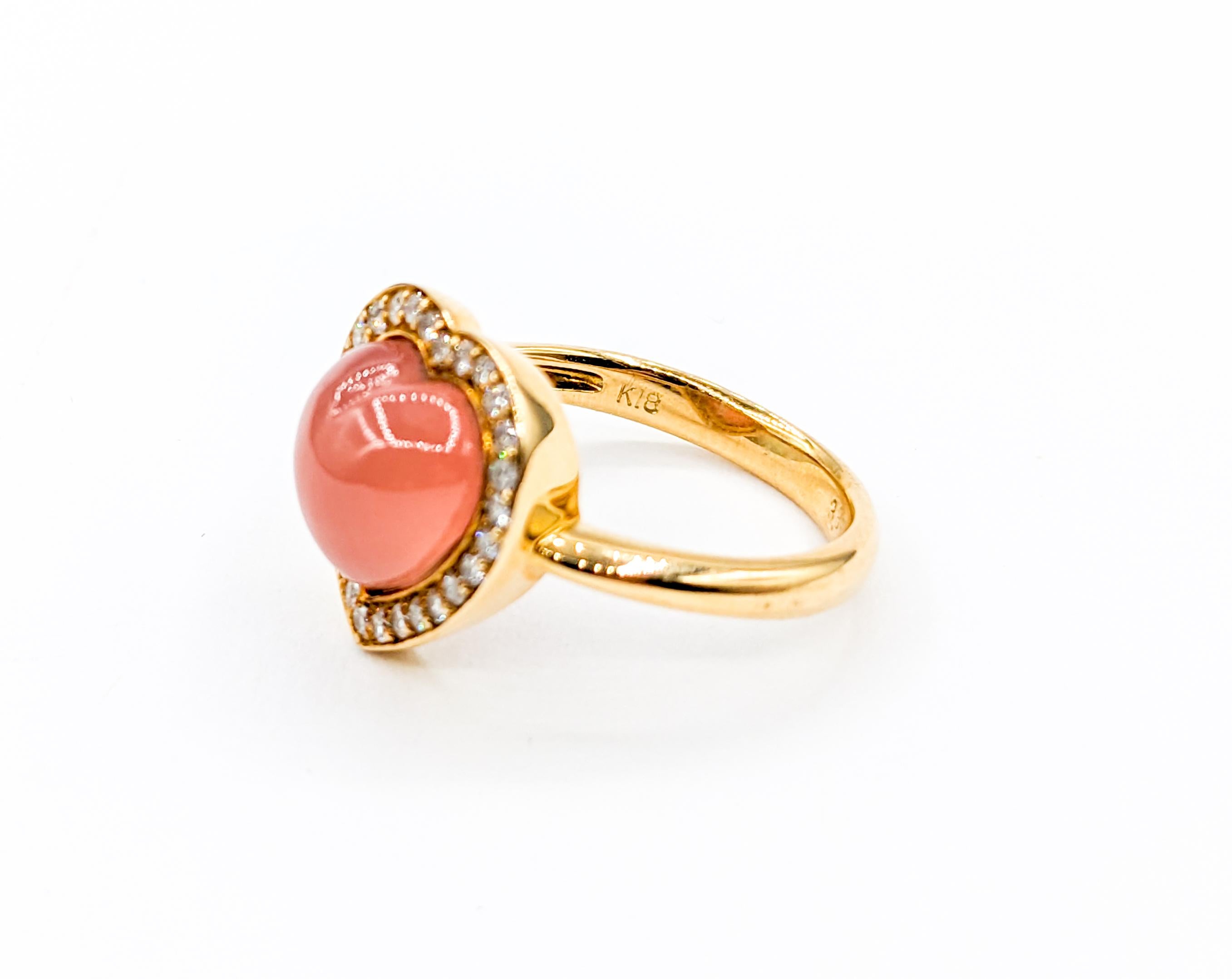Women's 18k Peach Moonstone Diamond Heart Ring