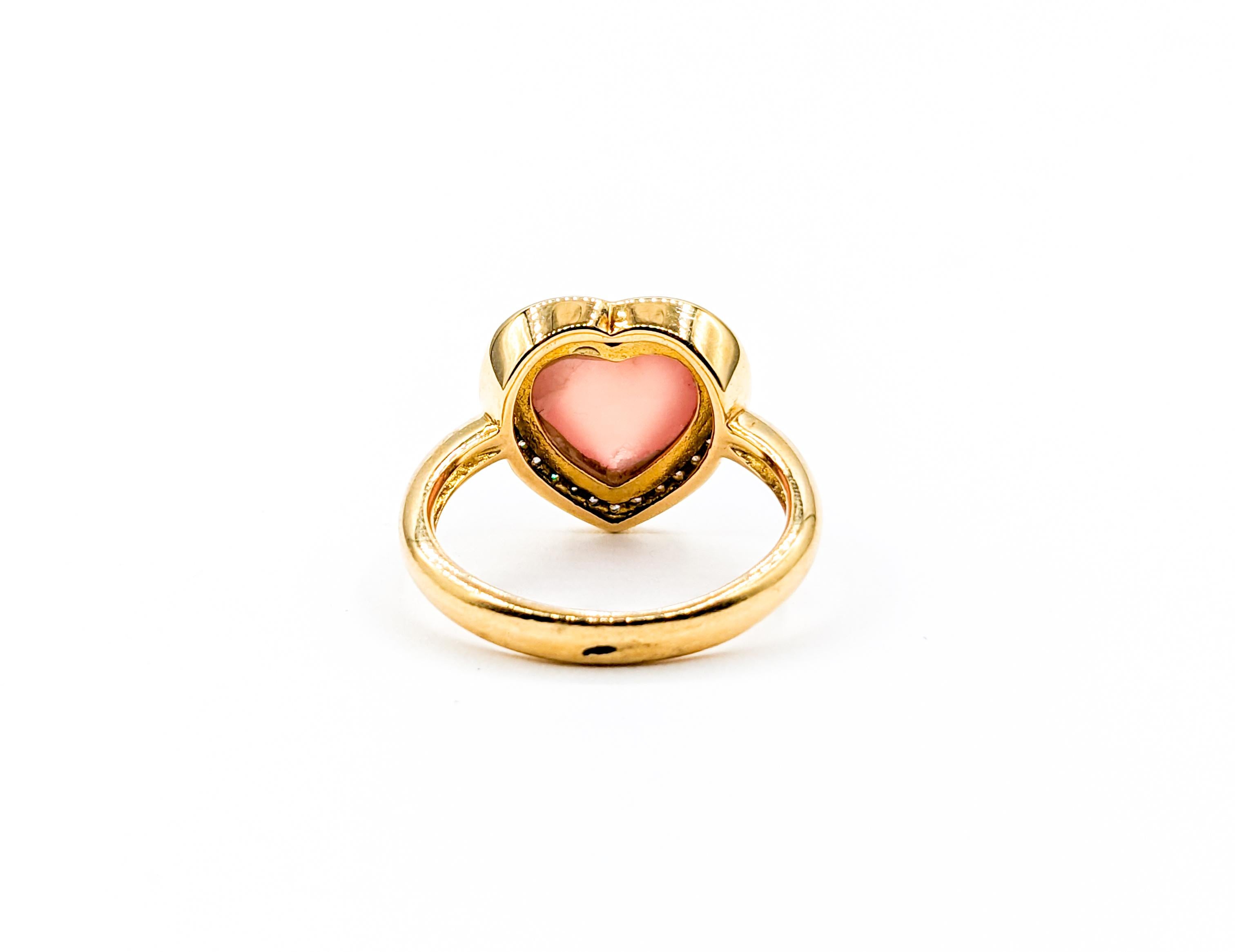 18k Peach Moonstone Diamond Heart Ring 2