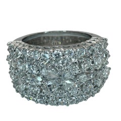 18k Pear and Marquise Cut Diamond Wide Band Ring