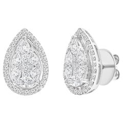 18K Pear Earrings with Halo 3.50 Ct.