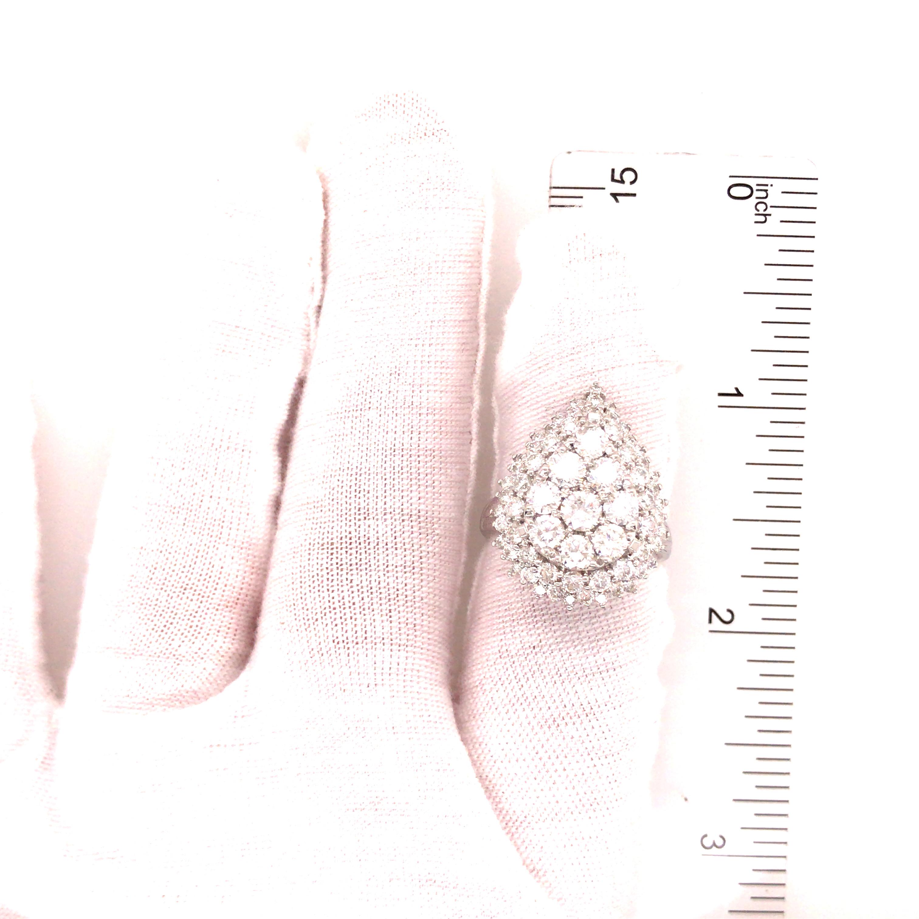 18 Karat Pear Shape Diamond Cluster Ring White Gold 1
