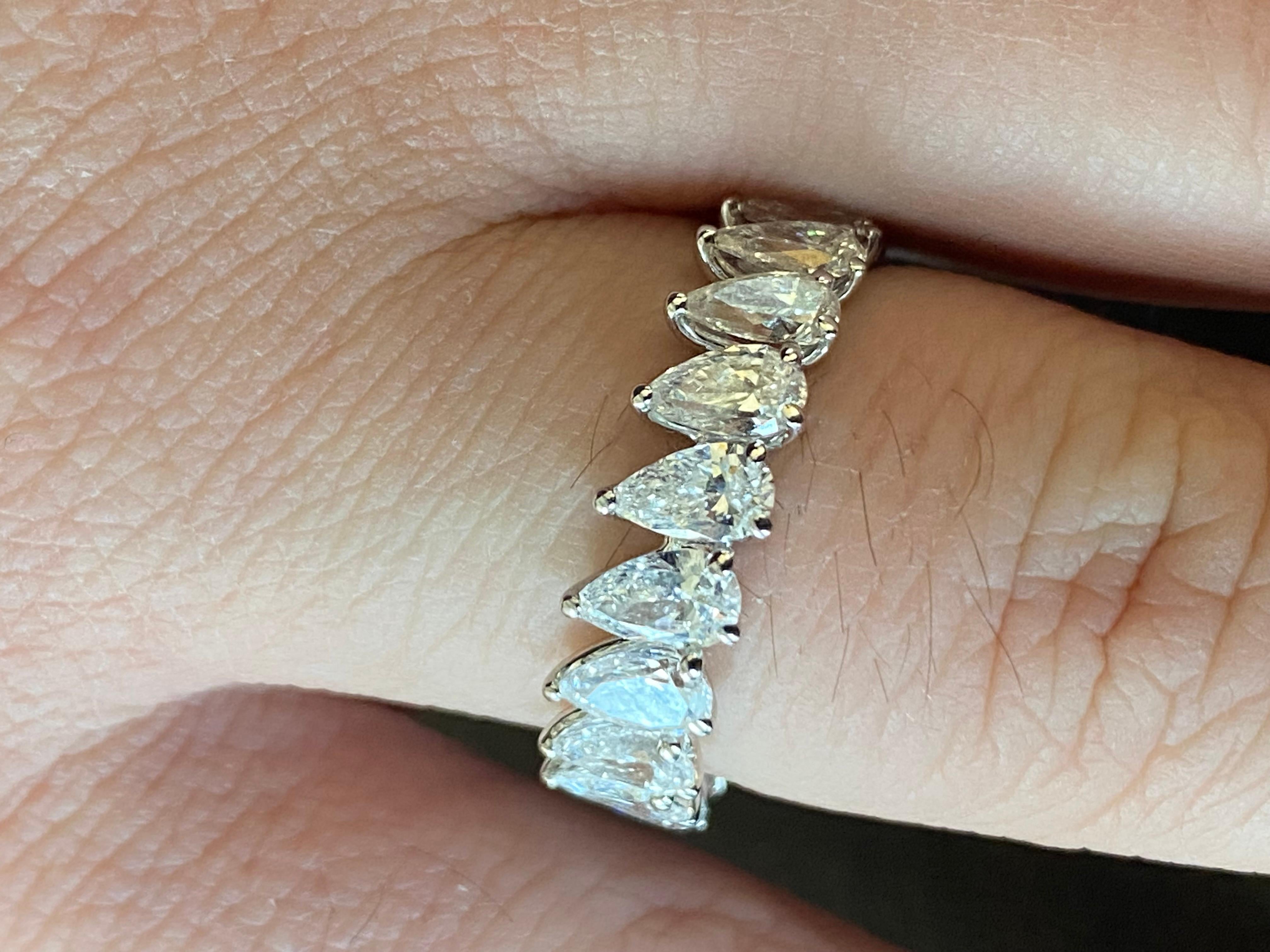 18K Pear Shape Eternity Ring 3.50 Carats In New Condition For Sale In Great Neck, NY