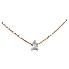 18k Rose Gold Pear Shaped Diamond Necklace Diamond Solitaire Layering Necklace