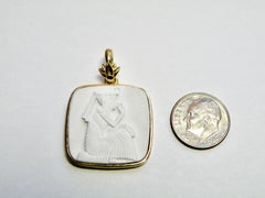 18k Pendant, carved Egyptian figure in CocoLite