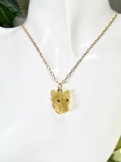 18k pendant, hand carved citrine lioness head