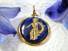 18k pendant,  Lapis Intaglio goddess
