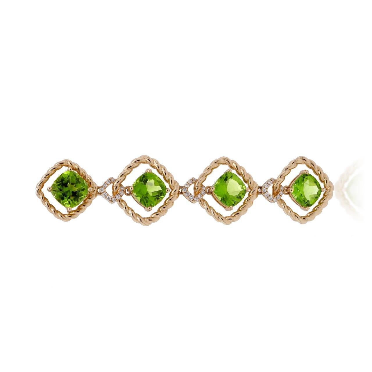 POLINA Special Earrings 
18K Yellow Gold EARRINGS With natural PERIDOT and Diamonds
18K Y -  16.13gm 
60 Round Diamonds -0.41 ct
8 Peridot -18.11 ct

one pair only! rare to find same size stones!