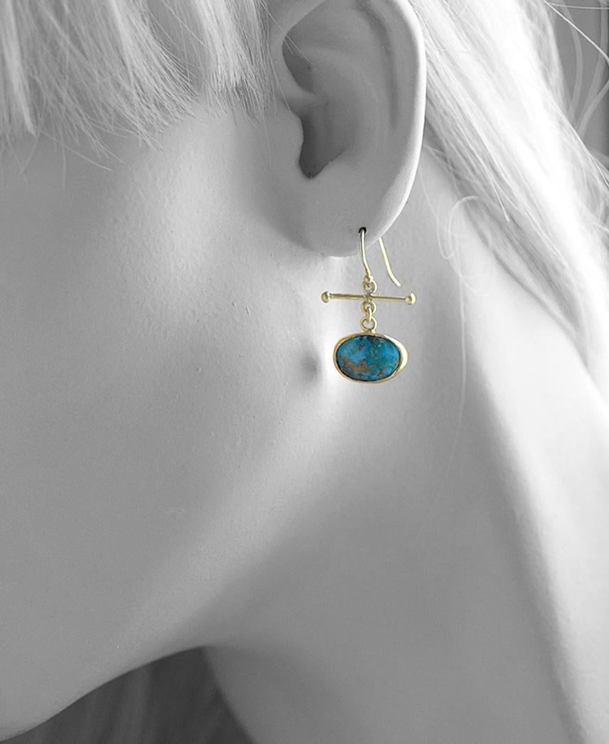 Contemporary Persian Turquoise Gold Earrings For Sale