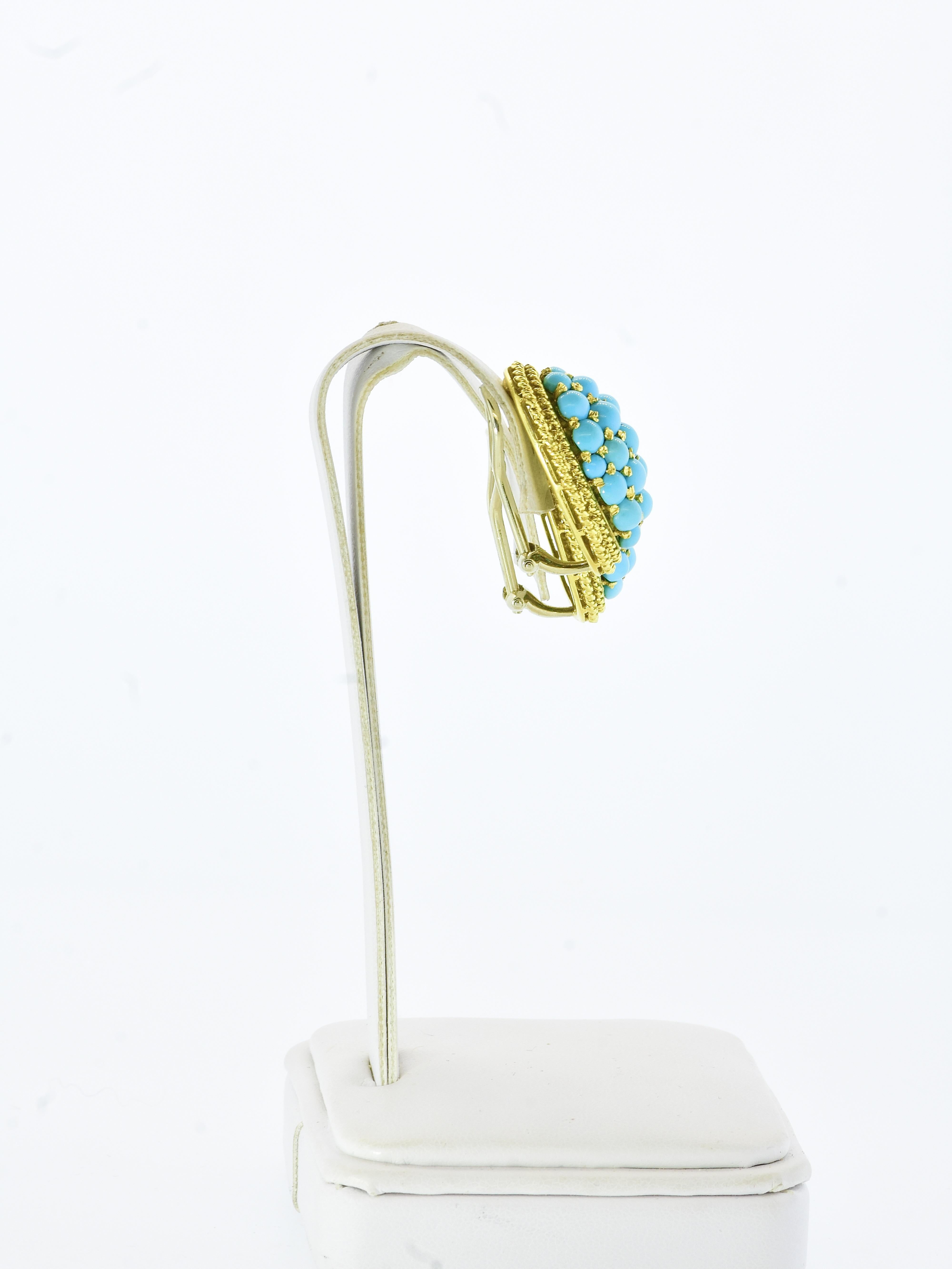 18K Persischer Türkis Große Vintage-Ohrringe im Dome-Stil, ca. 1960 (Zeitgenössisch) im Angebot