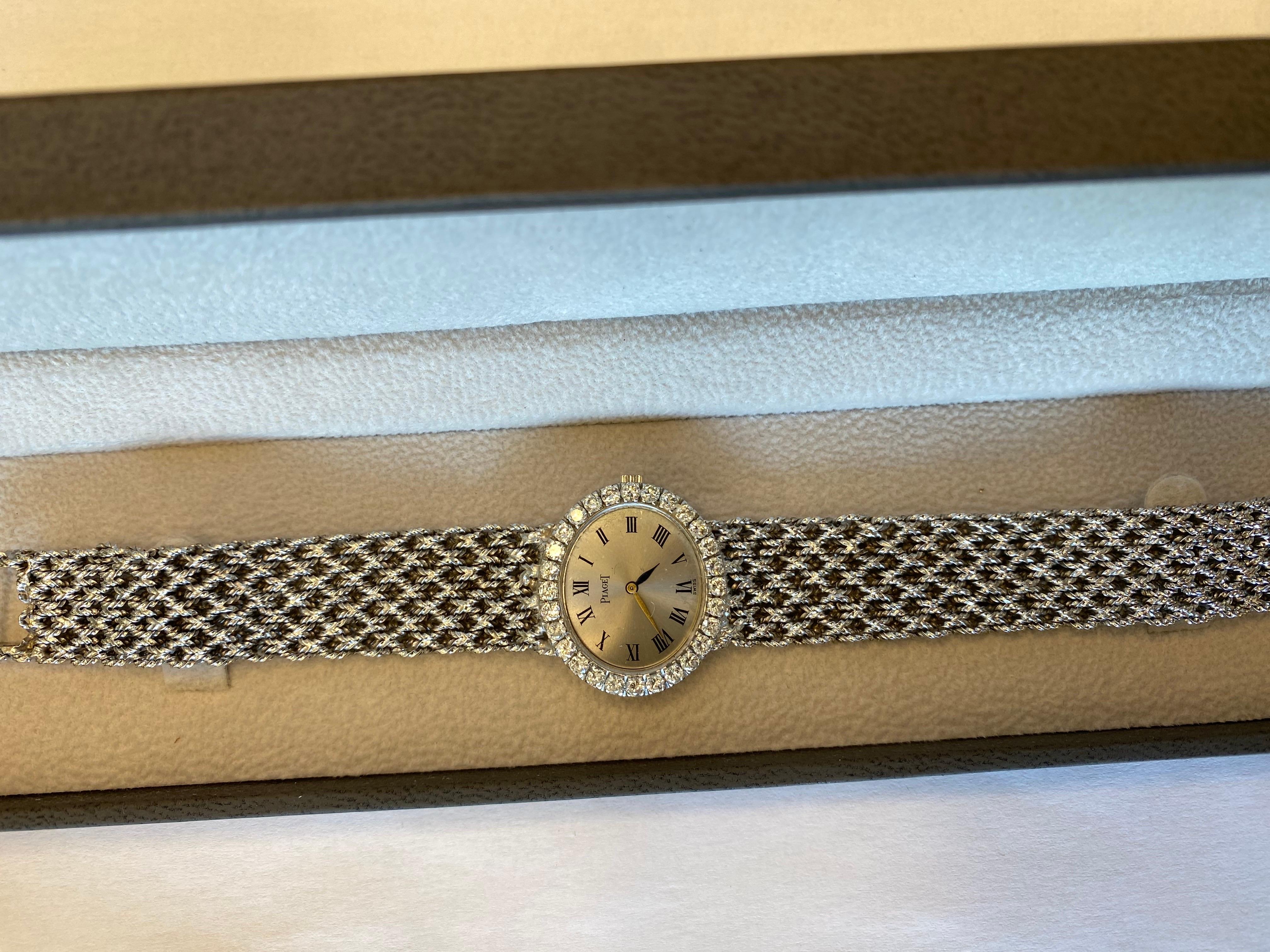 This 18k Original Piaget Watch has some unique look!
With a stunning display and diamonds on the bezel 
This watch stands out the best!

diameter: 2.2x3.5 (elliptic)