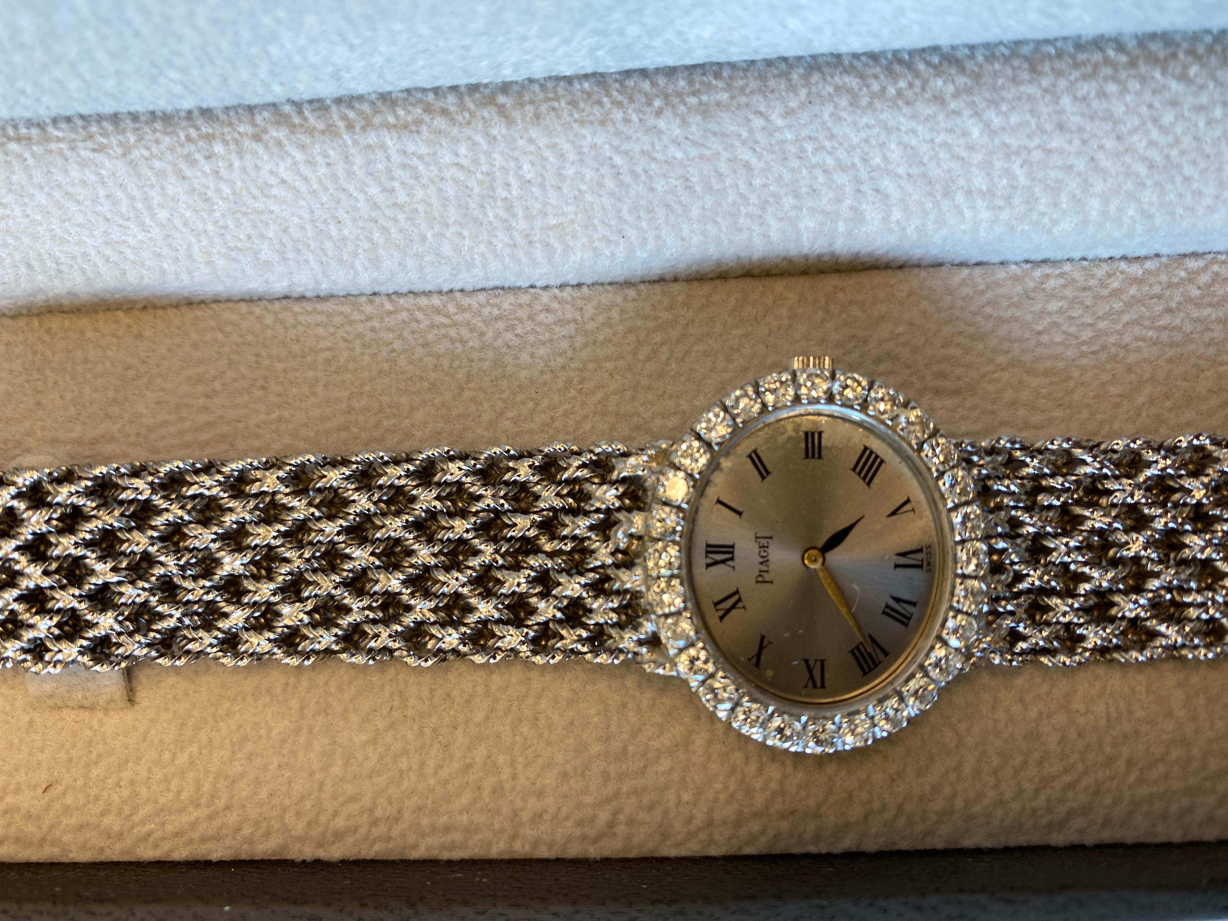 Brilliant Cut 18k Piaget Watch With Diamonds  For Sale