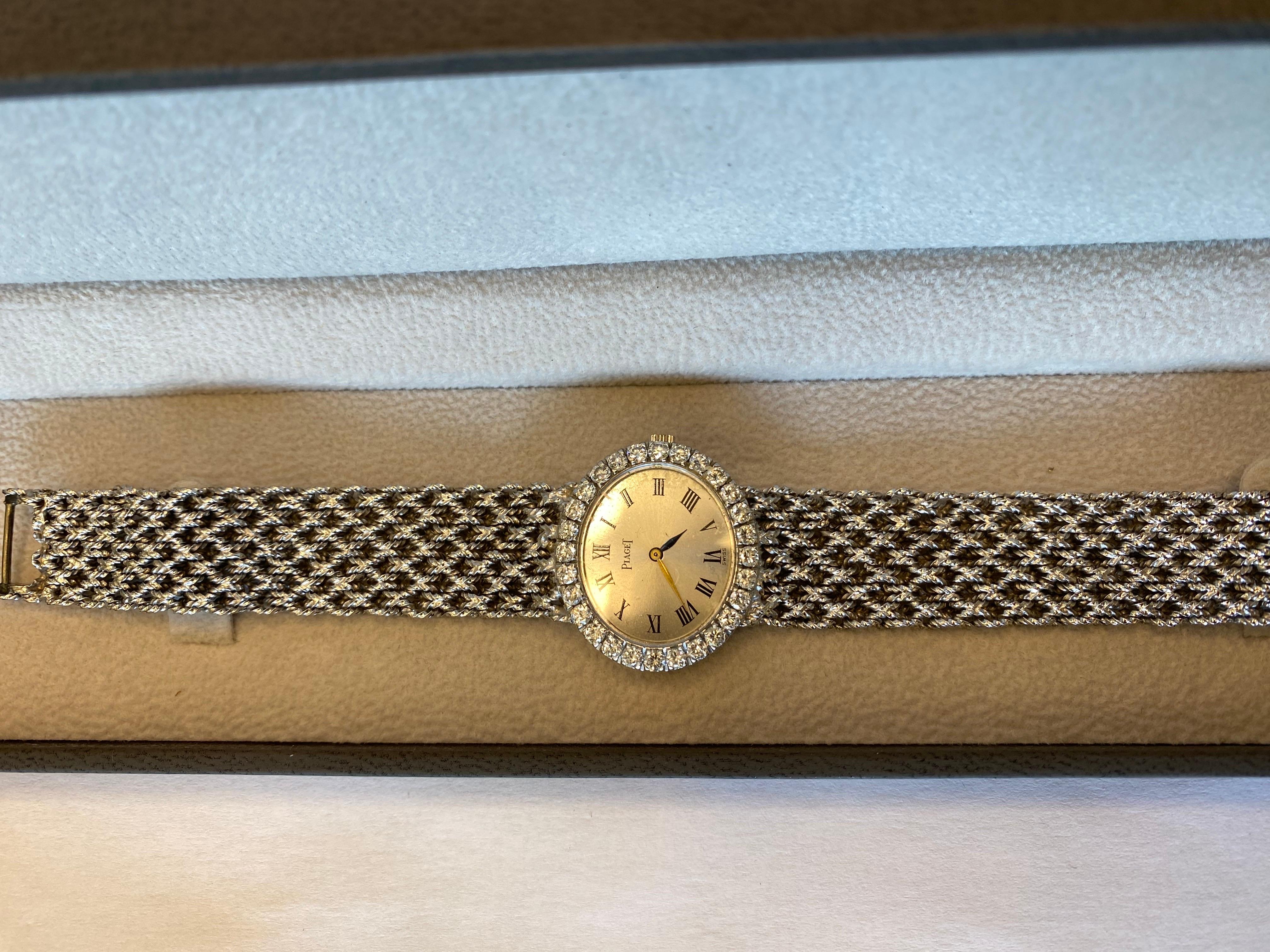 18k Piaget Watch With Diamonds  In Excellent Condition For Sale In Tel Aviv, IL