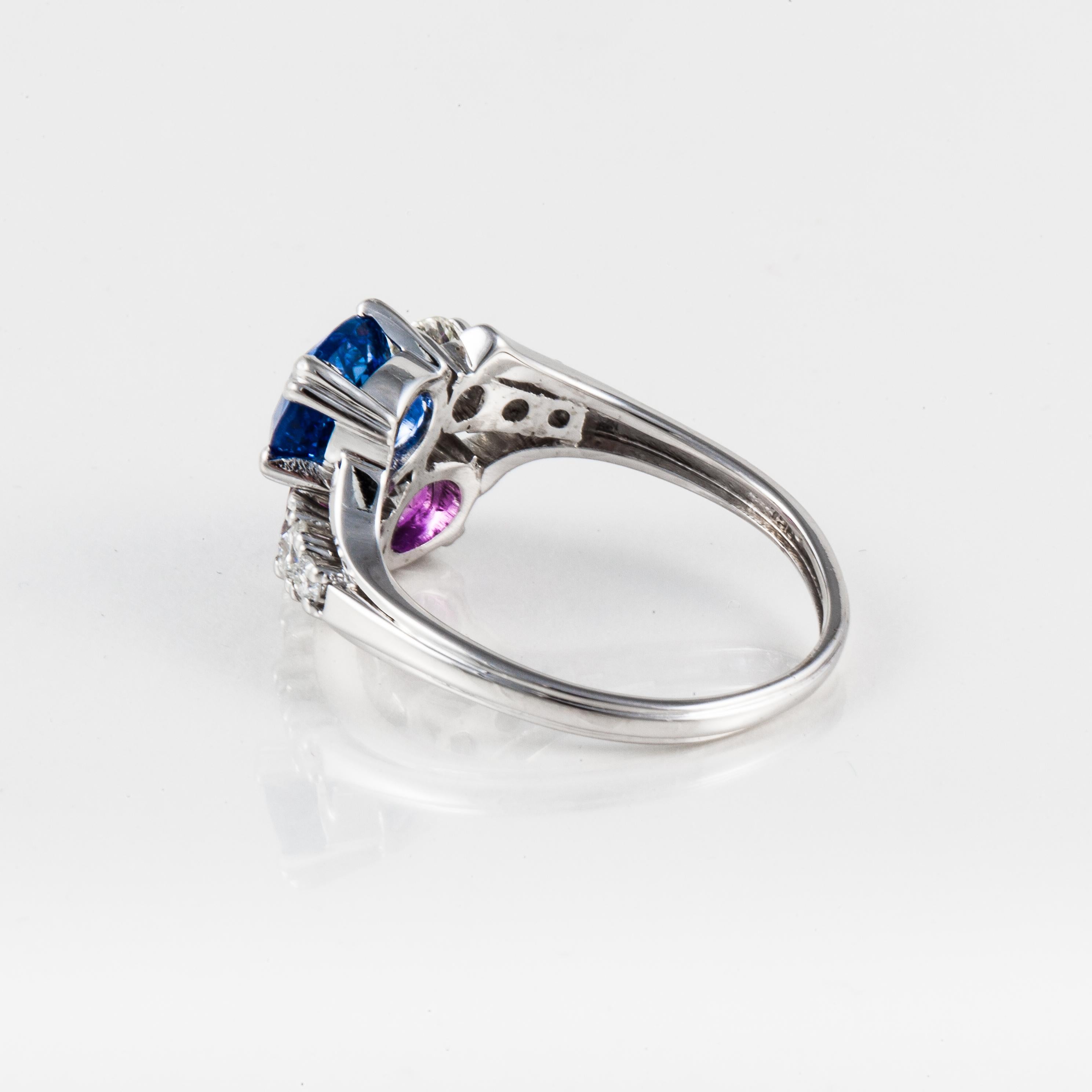 blue and pink sapphire ring